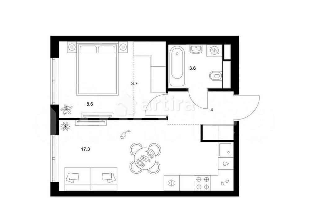 1-комн. квартира, 37.2 м2, 13/29 эт. Москва - изображение 1