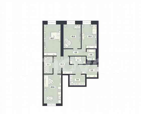 3-комн. квартира, 131.7 м2, 15/27 эт. Москва