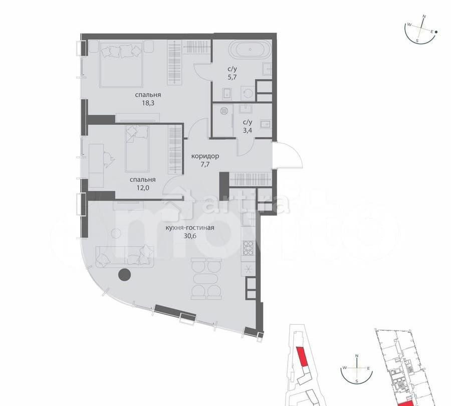 2-комн. квартира, 77.7 м2, 14/50 эт. Москва - изображение 7