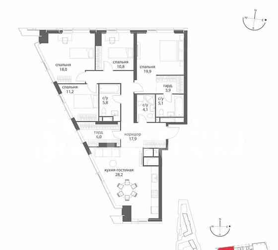 4-комн. квартира, 130.9 м2, 29/38 эт. Москва