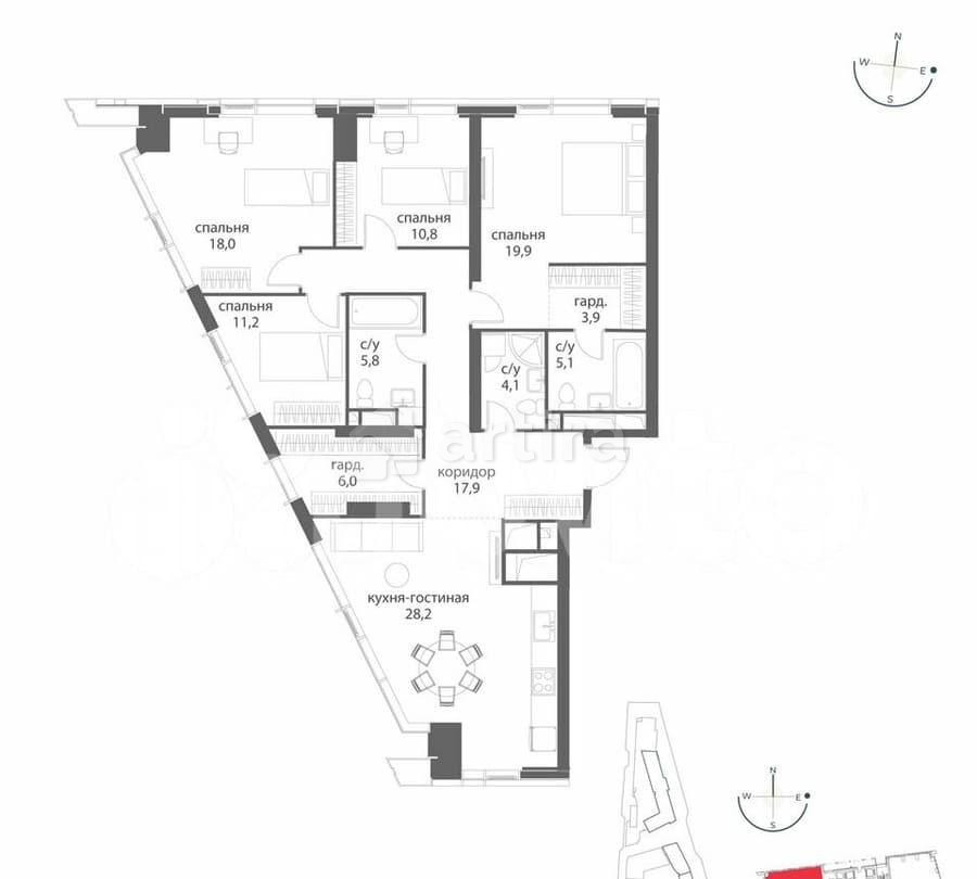 4-комн. квартира, 130.9 м2, 29/38 эт. Москва - изображение 2