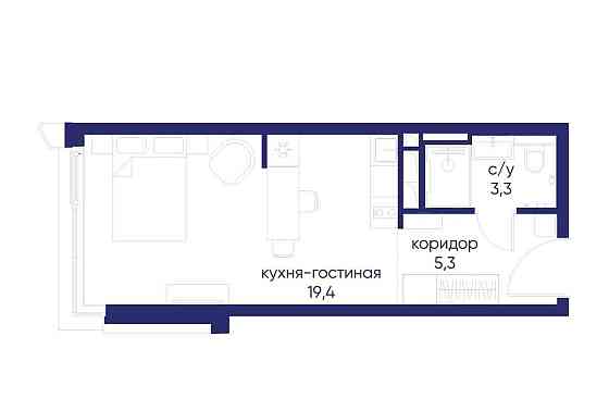 Студия, 28.02 м2, 4/12 эт. Москва