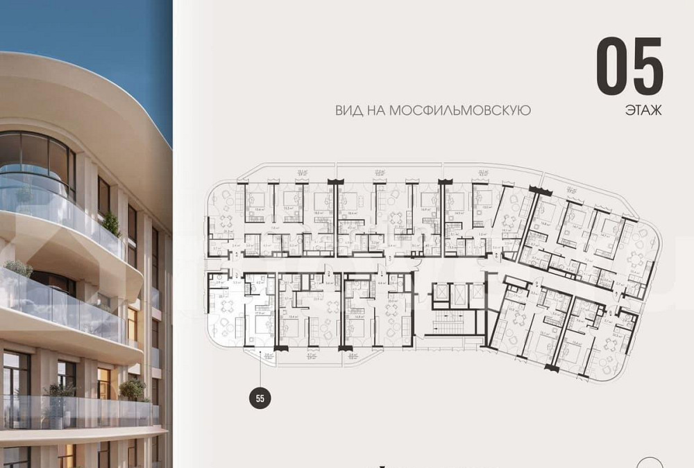 1-комн. квартира, 55 м2, 5/15 эт. Москва - изображение 6