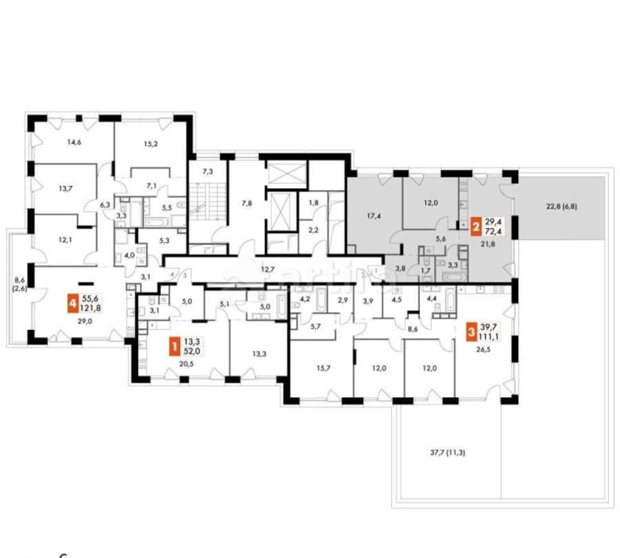 3-комн. квартира, 72.8 м2, 13/17 эт. Москва - изображение 14