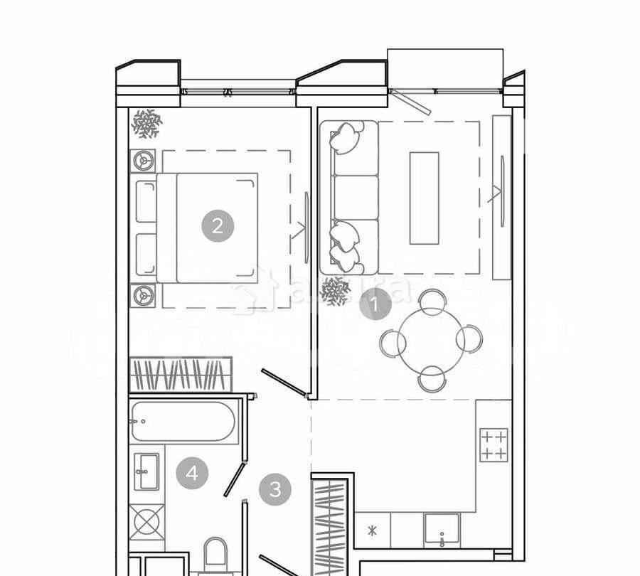 2-комн. квартира, 45.4 м2, 3/17 эт. Москва - изображение 3