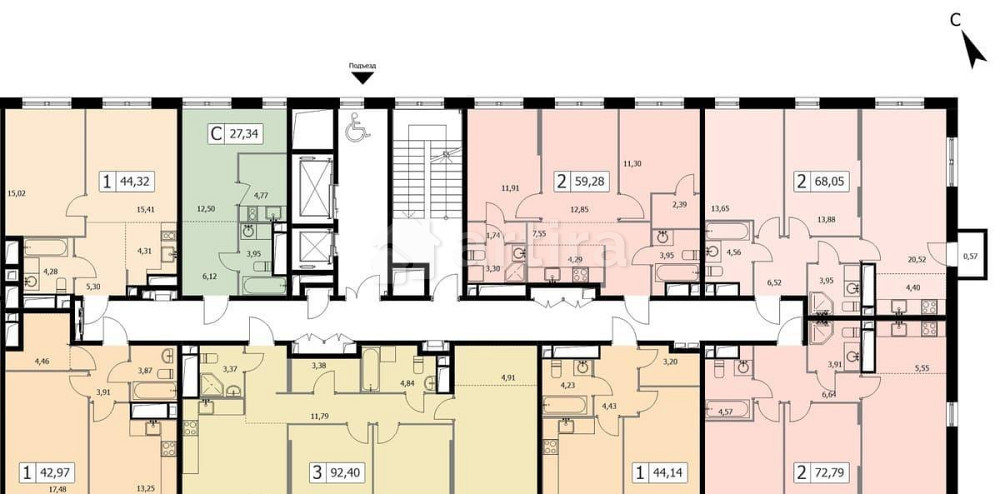 2-комн. квартира, 60.8 м2, 11/19 эт. Москва - изображение 13