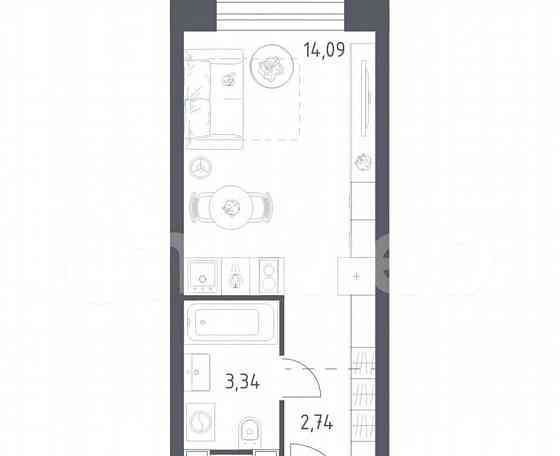 Студия, 20.2 м2, 18/28 эт. Москва