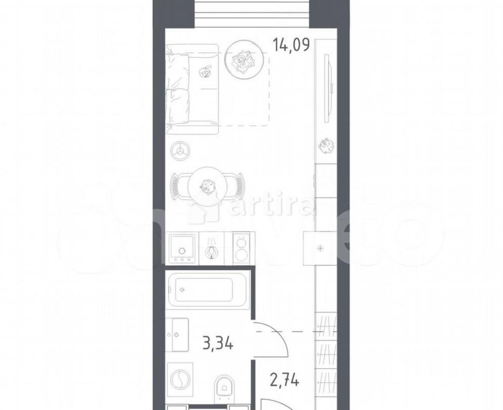 Студия, 20.2 м2, 18/28 эт. Москва - изображение 1