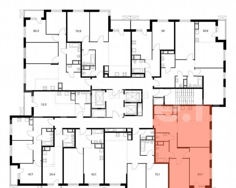 2-комн. квартира, 93.7 м2, 7/24 эт. Москва - изображение 2