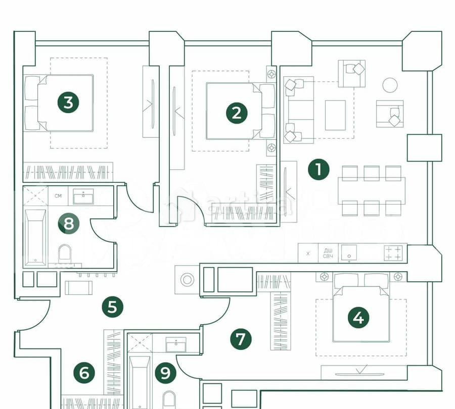 4-комн. квартира, 113 м2, 2/31 эт. Москва - изображение 7