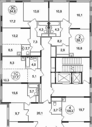 4-комн. квартира, 109.4 м2, 13/17 эт. Москва