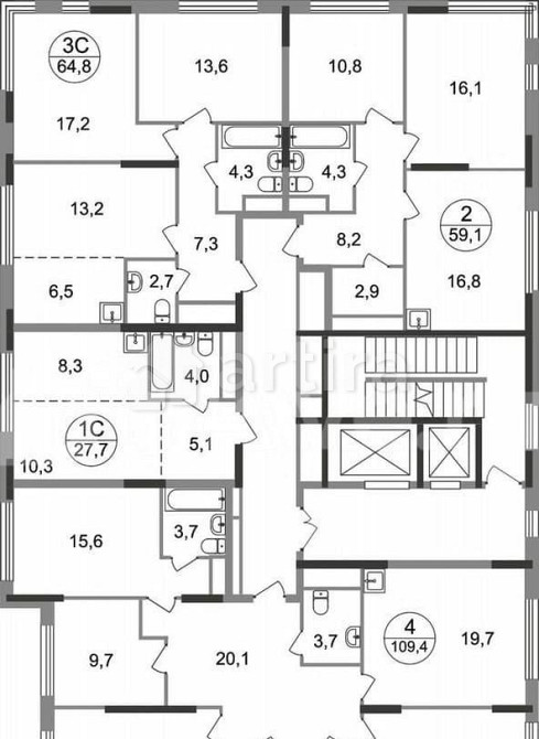 4-комн. квартира, 109.4 м2, 13/17 эт. Москва - изображение 5