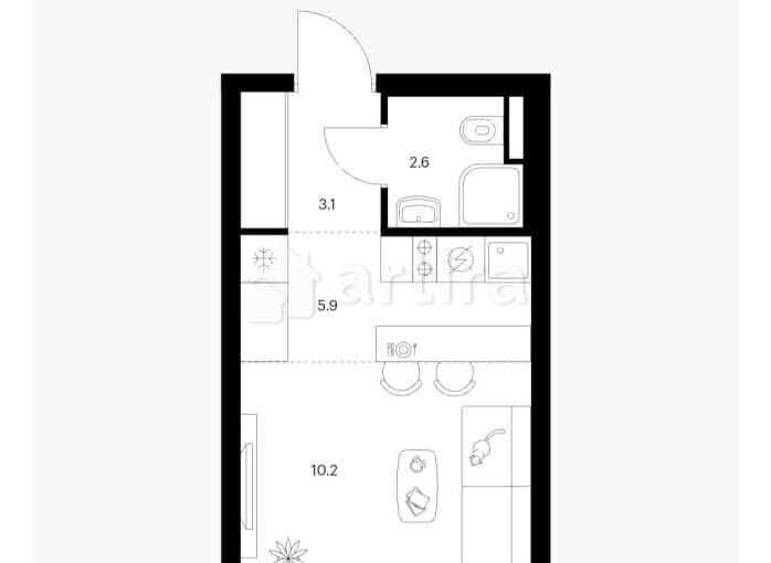 Студия, 19.9 м2, 3/25 эт. Москва - изображение 1