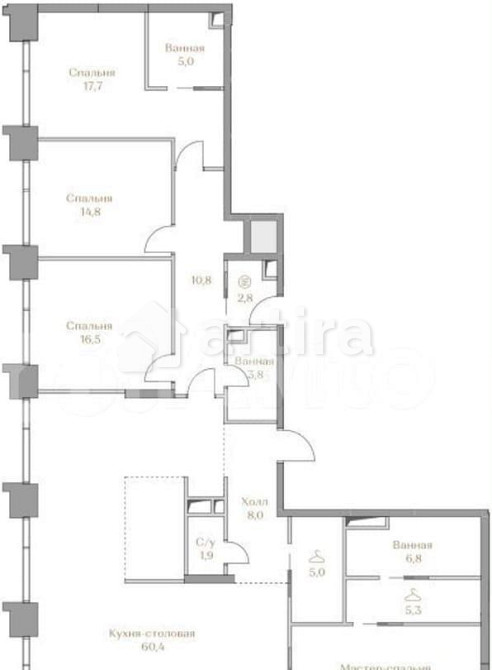 4-комн. квартира, 174 м2, 8/18 эт. Москва - изображение 1