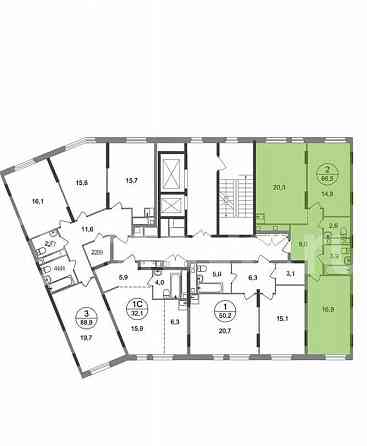2-комн. квартира, 66.5 м2, 8/17 эт. Москва