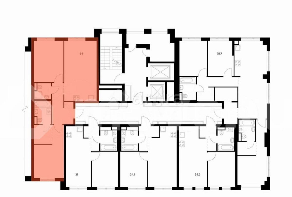 2-комн. квартира, 64 м2, 2/14 эт. Москва - изображение 2