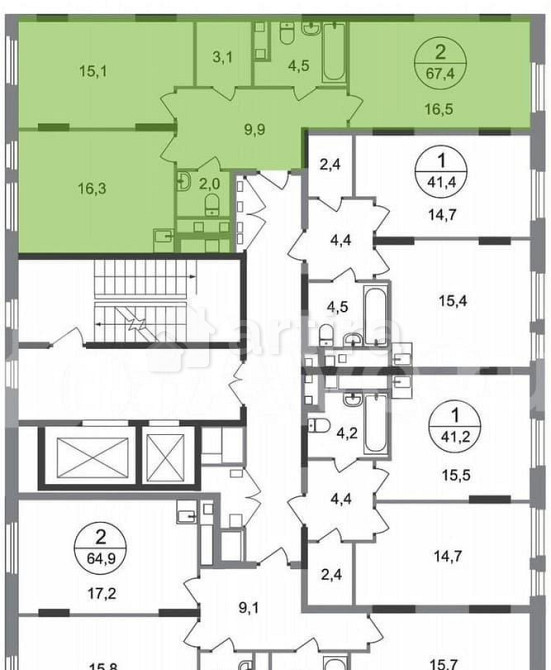 2-комн. квартира, 67.4 м2, 14/17 эт. Москва - изображение 4