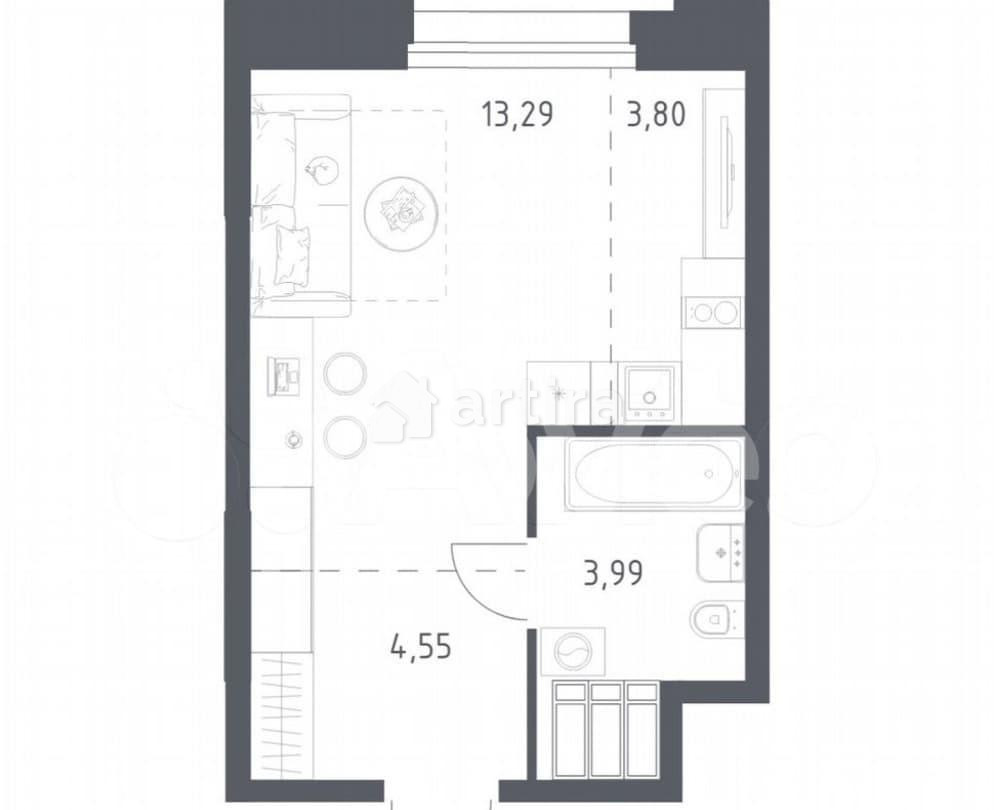 Студия, 25.6 м2, 17/23 эт. Москва - изображение 1