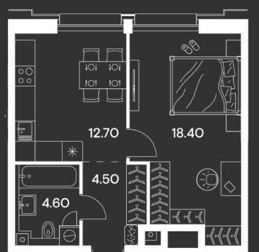 1-комн. квартира, 40.2 м2, 27/35 эт. Москва