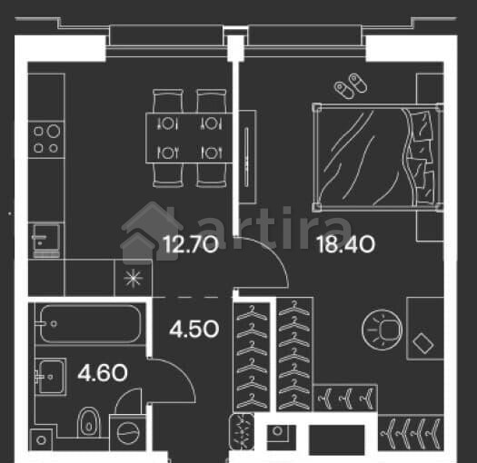 1-комн. квартира, 40.2 м2, 27/35 эт. Москва - изображение 1