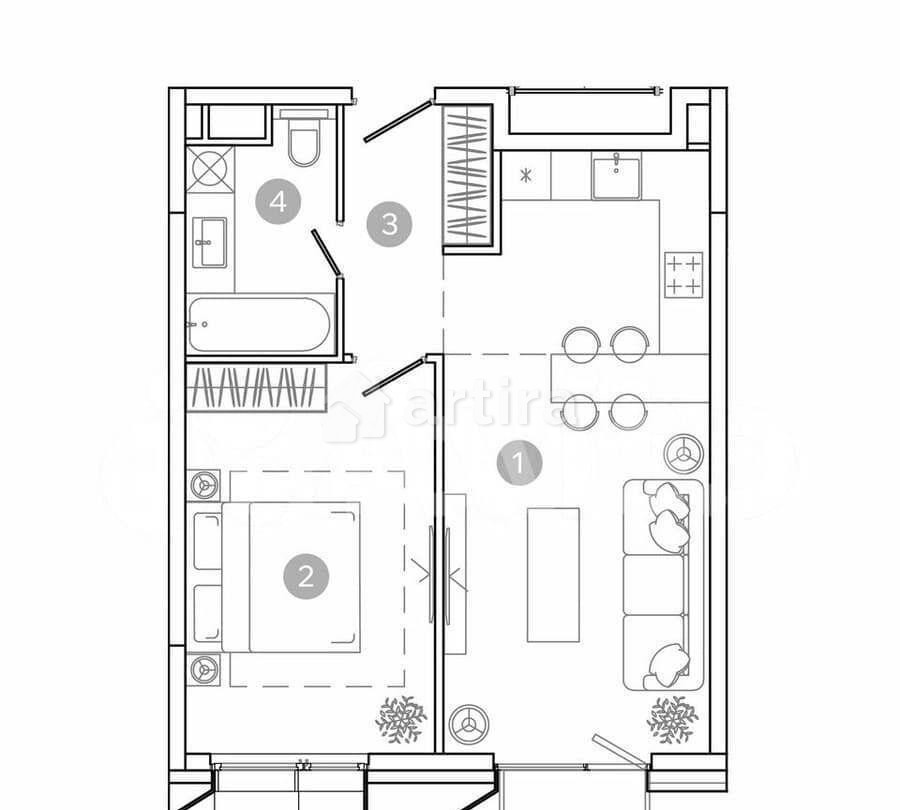 2-комн. квартира, 45.3 м2, 3/21 эт. Москва - изображение 2
