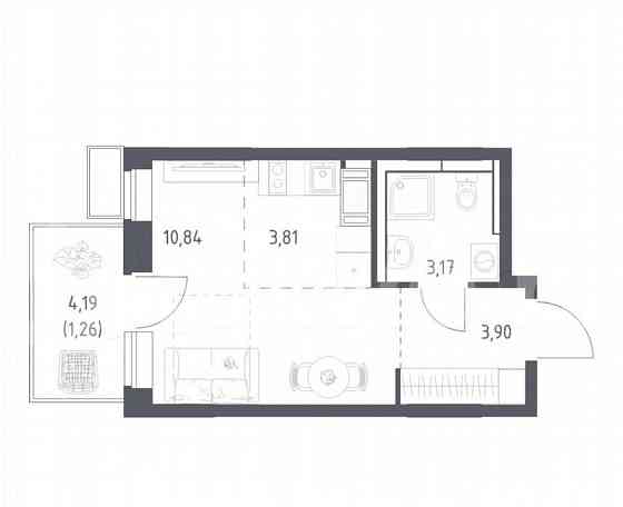 Студия, 22.9 м2, 3/12 эт. Москва