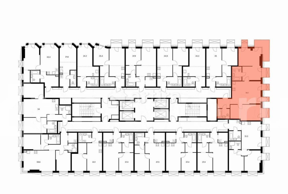 2-комн. квартира, 74.1 м2, 6/30 эт. Москва - изображение 3