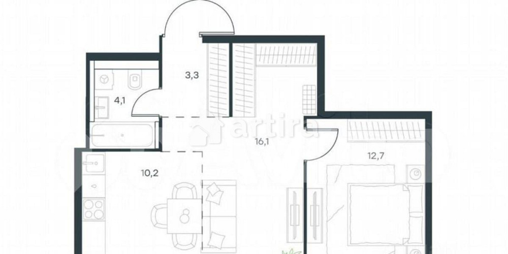 2-комн. квартира, 46.4 м2, 9/14 эт. Москва - изображение 1