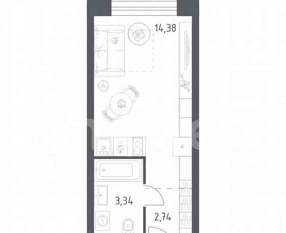 Студия, 20.5 м2, 18/28 эт. Москва