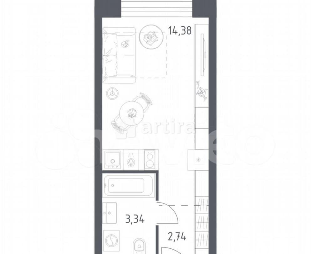 Студия, 20.5 м2, 18/28 эт. Москва - изображение 1