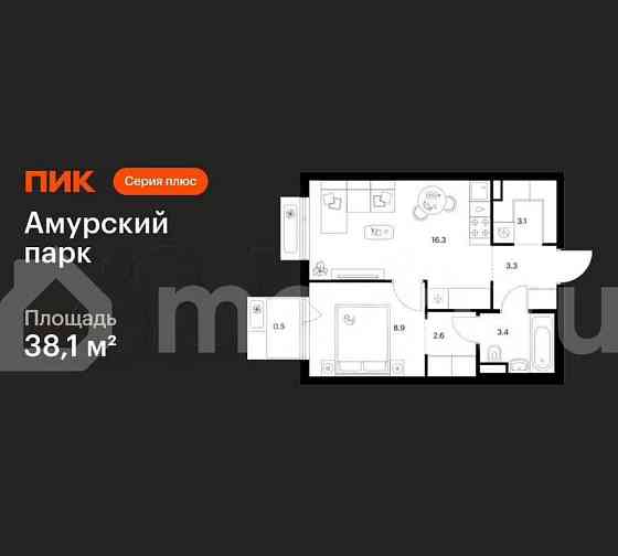 1-комн. квартира, 38.1 м2, 3/19 эт. Москва