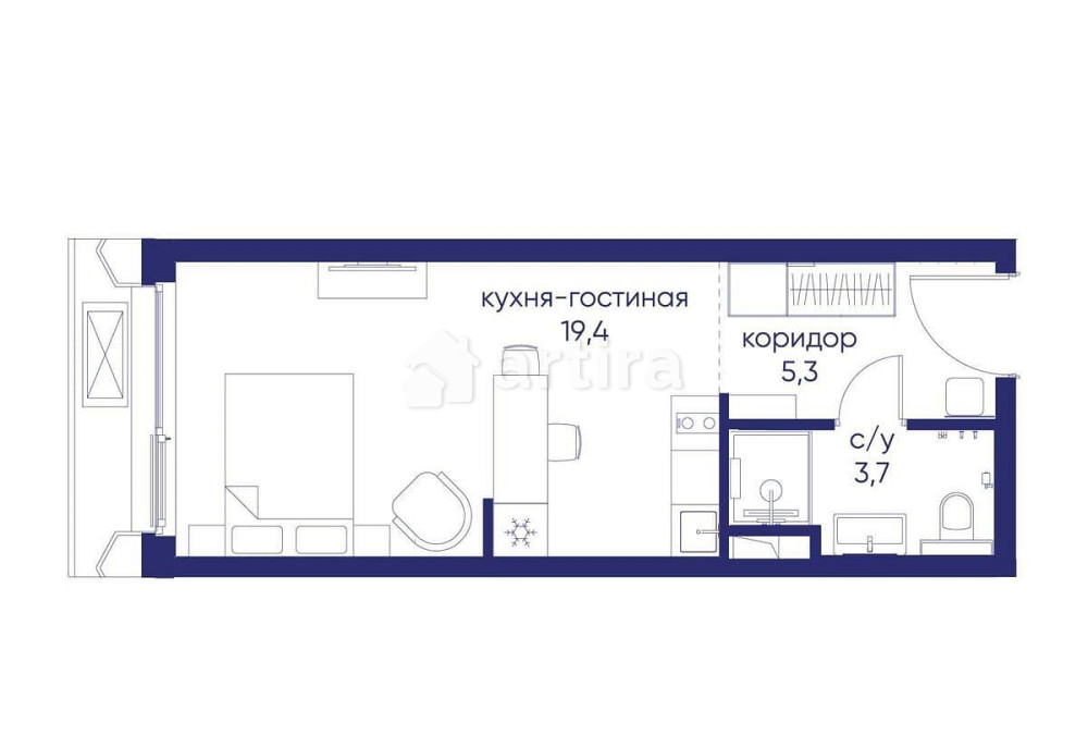 Студия, 28.42 м2, 2/12 эт. Москва - изображение 1