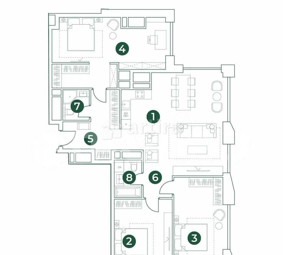 4-комн. квартира, 120.1 м2, 30/31 эт. Москва - изображение 2