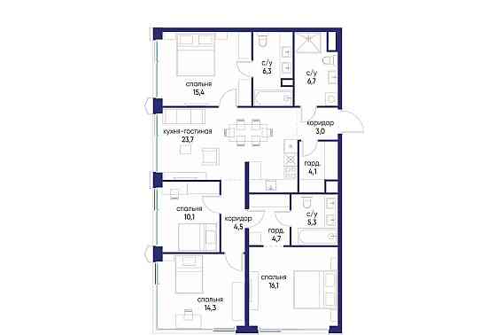 4-комн. квартира, 114.22 м2, 2/24 эт. Москва