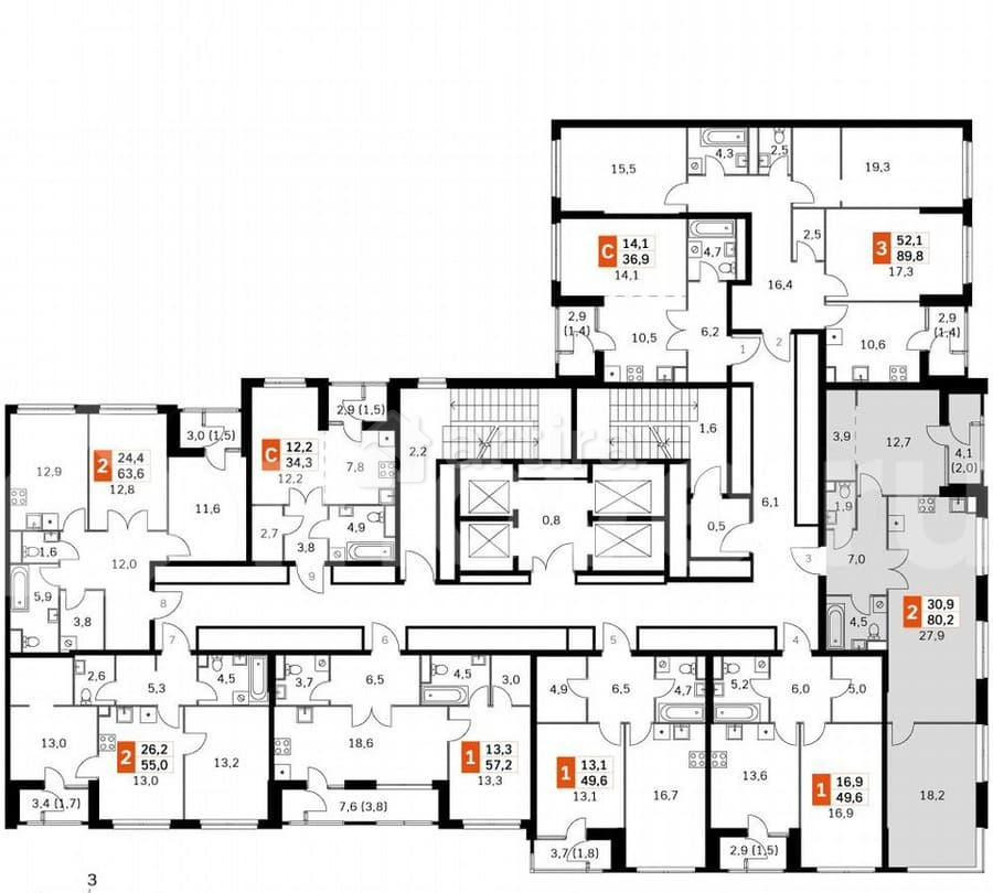 3-комн. квартира, 76.9 м2, 20/43 эт. Москва - изображение 2