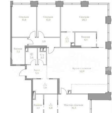 4-комн. квартира, 180.6 м2, 10/17 эт. Москва