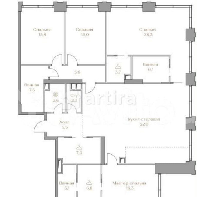 4-комн. квартира, 180.6 м2, 10/17 эт. Москва - изображение 1