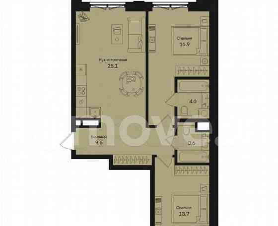 2-комн. квартира, 72.9 м2, 3/5 эт. Москва