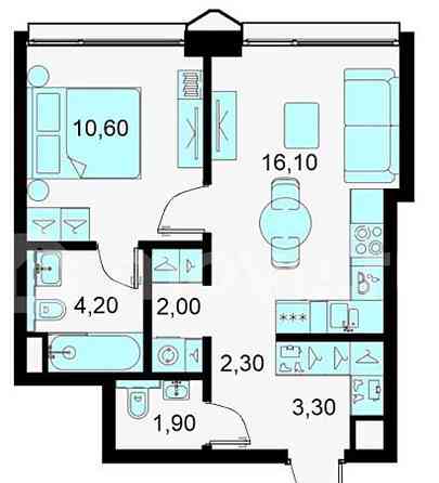 1-комн. квартира, 40.5 м2, 3/50 эт. Москва