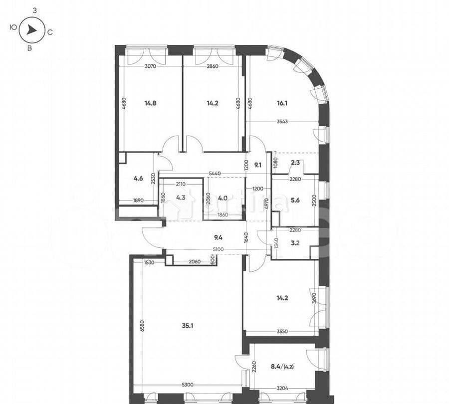 4-комн. квартира, 141.1 м2, 12/16 эт. Москва - изображение 7