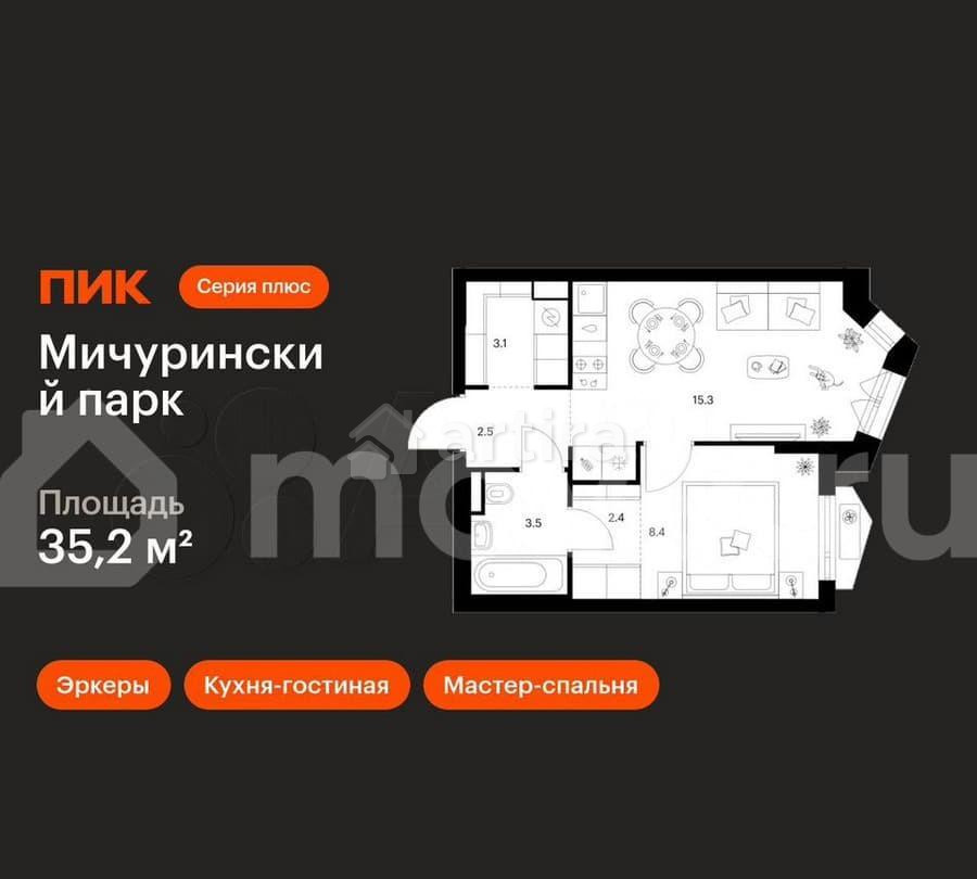 1-комн. квартира, 35.2 м2, 21/23 эт. Москва - изображение 3
