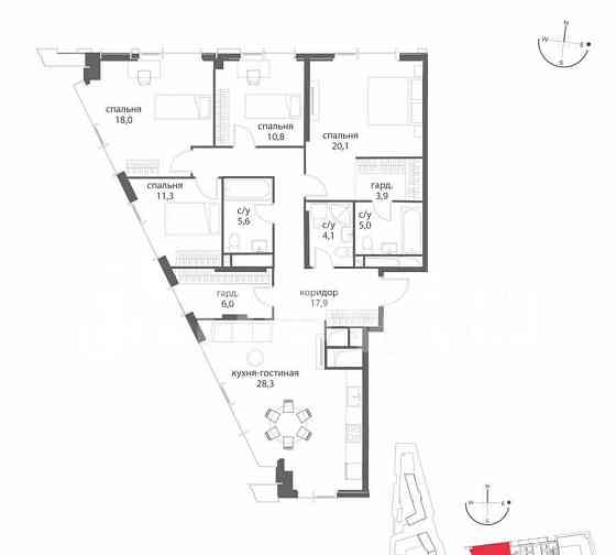 4-комн. квартира, 131.1 м2, 37/38 эт. Москва