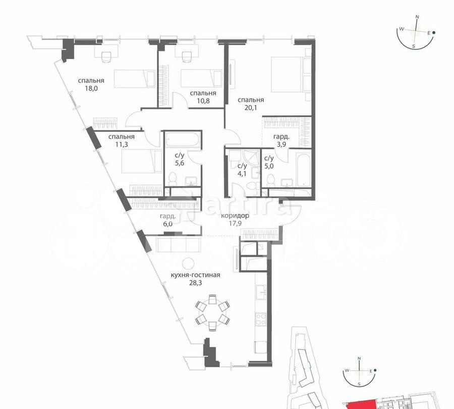 4-комн. квартира, 131.1 м2, 37/38 эт. Москва - изображение 1