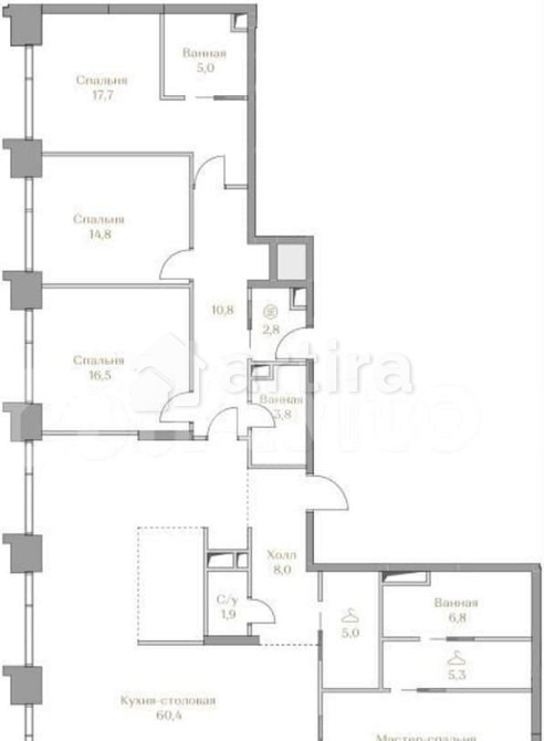4-комн. квартира, 174 м2, 11/18 эт. Москва - изображение 1
