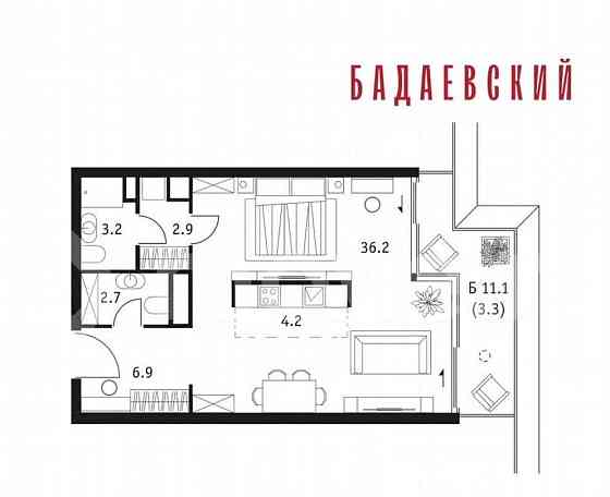 1-комн. квартира, 59.4 м2, 16/18 эт. Москва