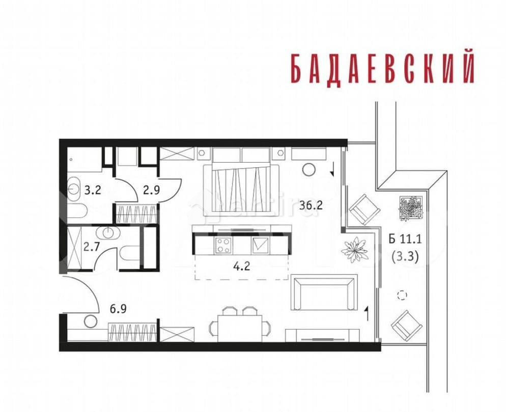 1-комн. квартира, 59.4 м2, 16/18 эт. Москва - изображение 6