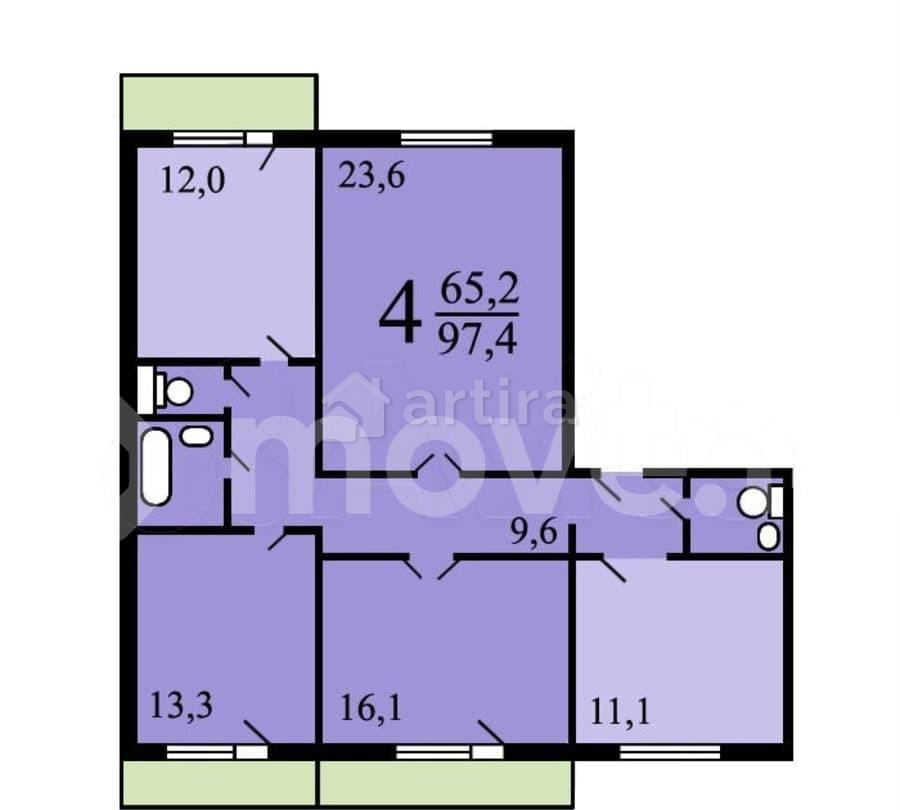 4-комн. квартира, 91.9 м2, 1/14 эт. Москва - изображение 1