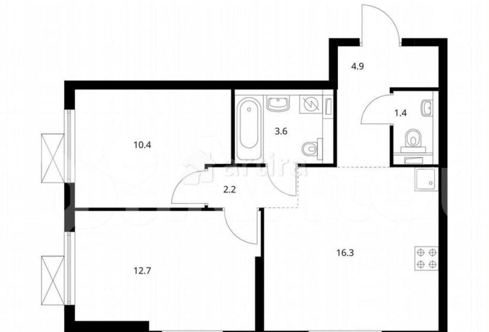 2-комн. квартира, 50.5 м2, 22/23 эт. Москва - изображение 1