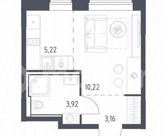 Студия, 22.5 м2, 4/19 эт. Москва