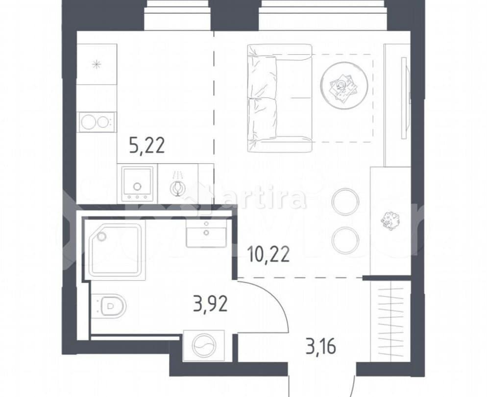 Студия, 22.5 м2, 4/19 эт. Москва - изображение 1